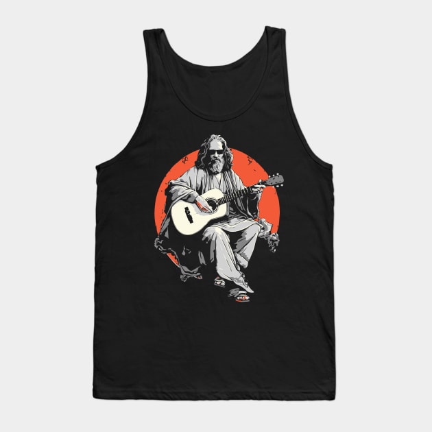 The Dude Jams - Jeff Lebowski Playing Guitar Retro 80s Tank Top by GIANTSTEPDESIGN